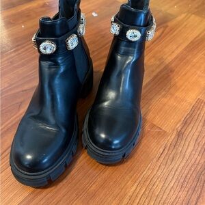 Madden Girl Black Ankle Boots with Crystal Accents